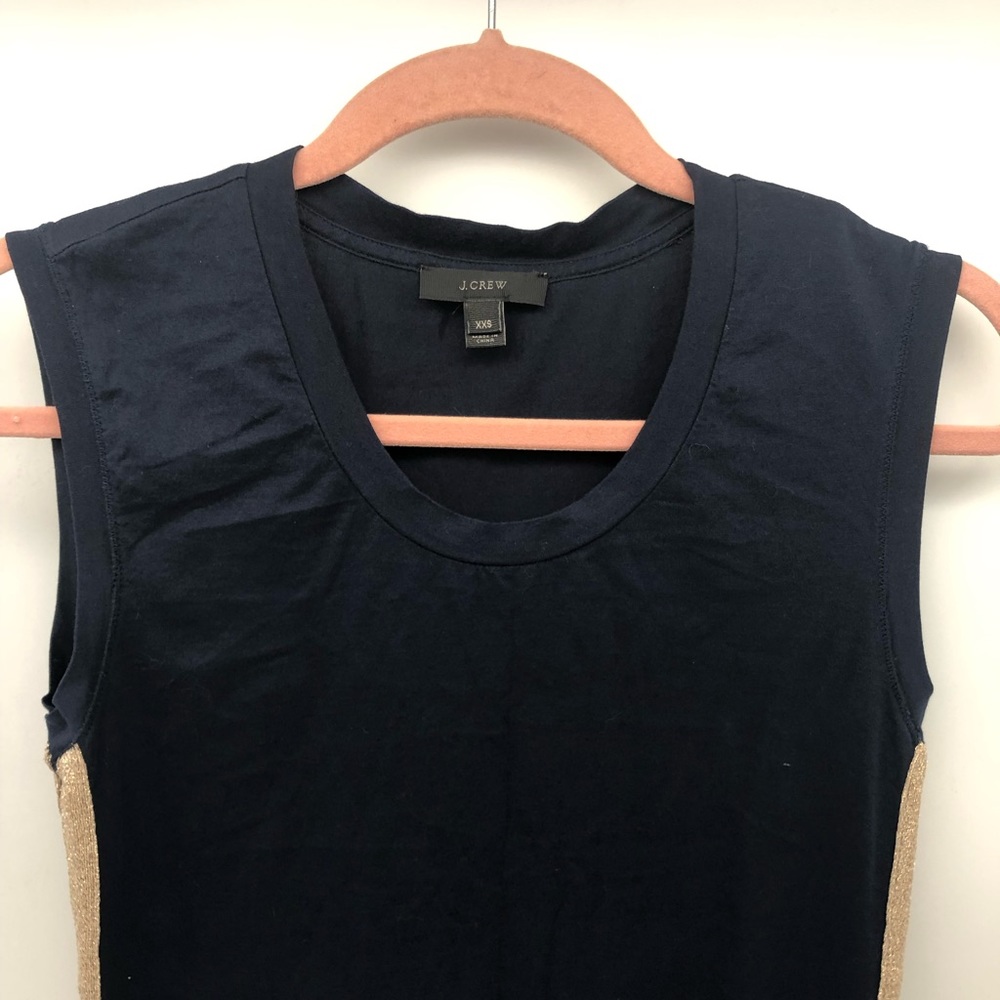 J Crew navy tank with gold metallic sides size XXS